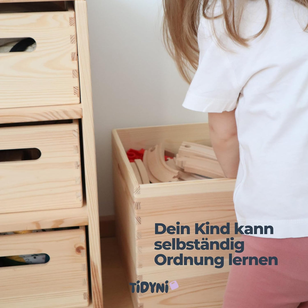 Spielzeugkiste mit Deckel aus Holz, schöne &amp; praktische Box für Spielzeug-Aufbewahrung im Kinderzimm