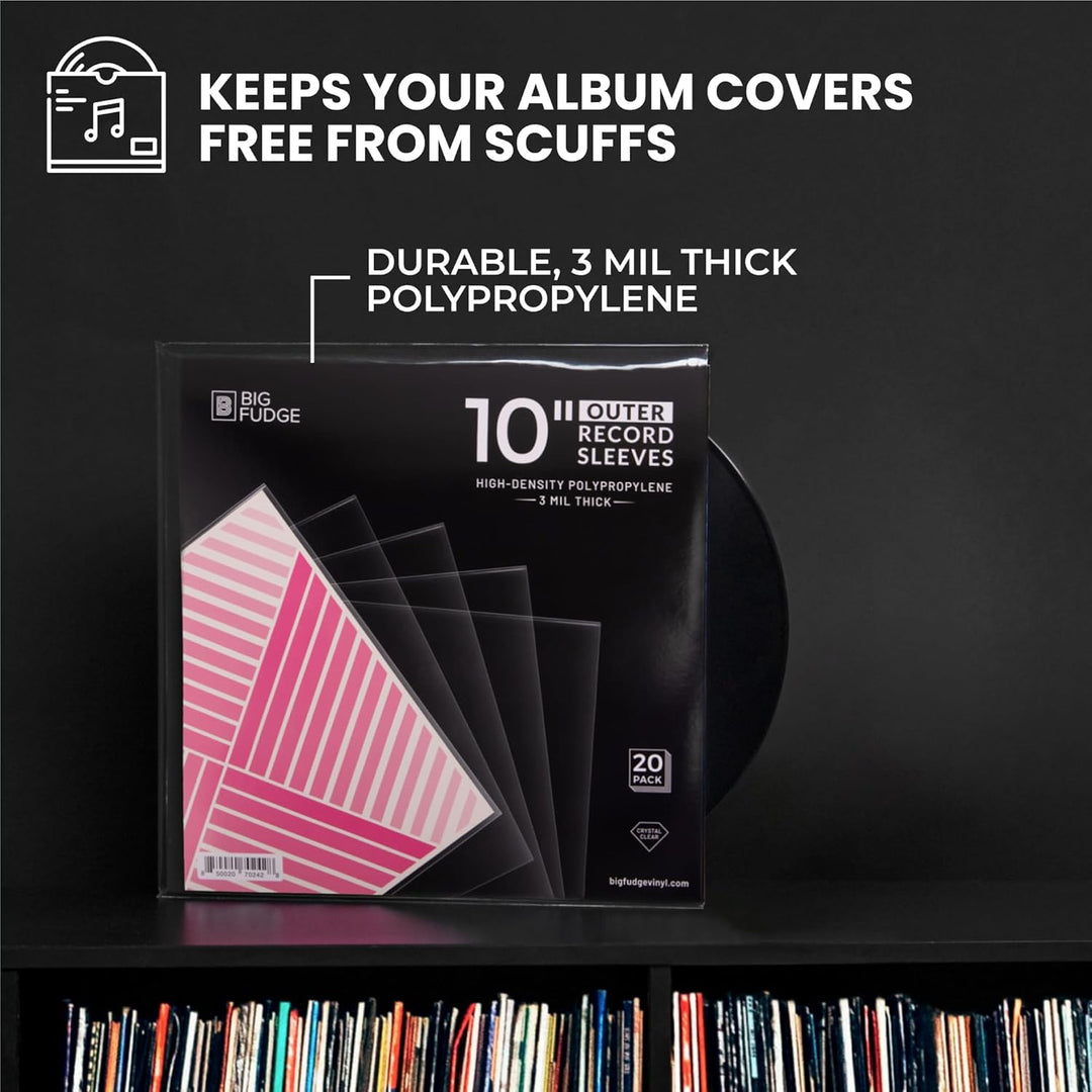BIG FUDGE Packungen mit 20 externen 10-Zoll-LP-Vinyl, langlebig und knitterfrei, transparentes und h