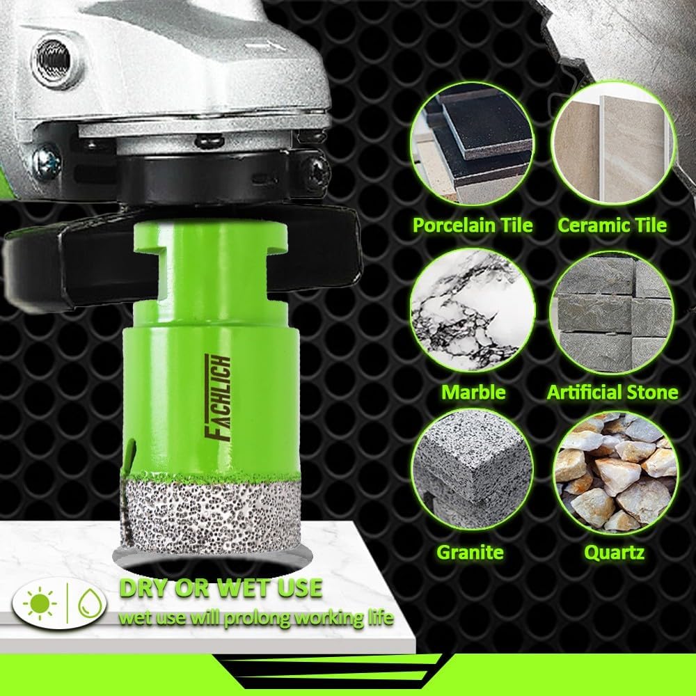 FACHLICH Diamantbohrer Fliesenbohrer 50mm Diamant-Bohrkronen Lochsäge M14 Gewinde für Porzellan Flie