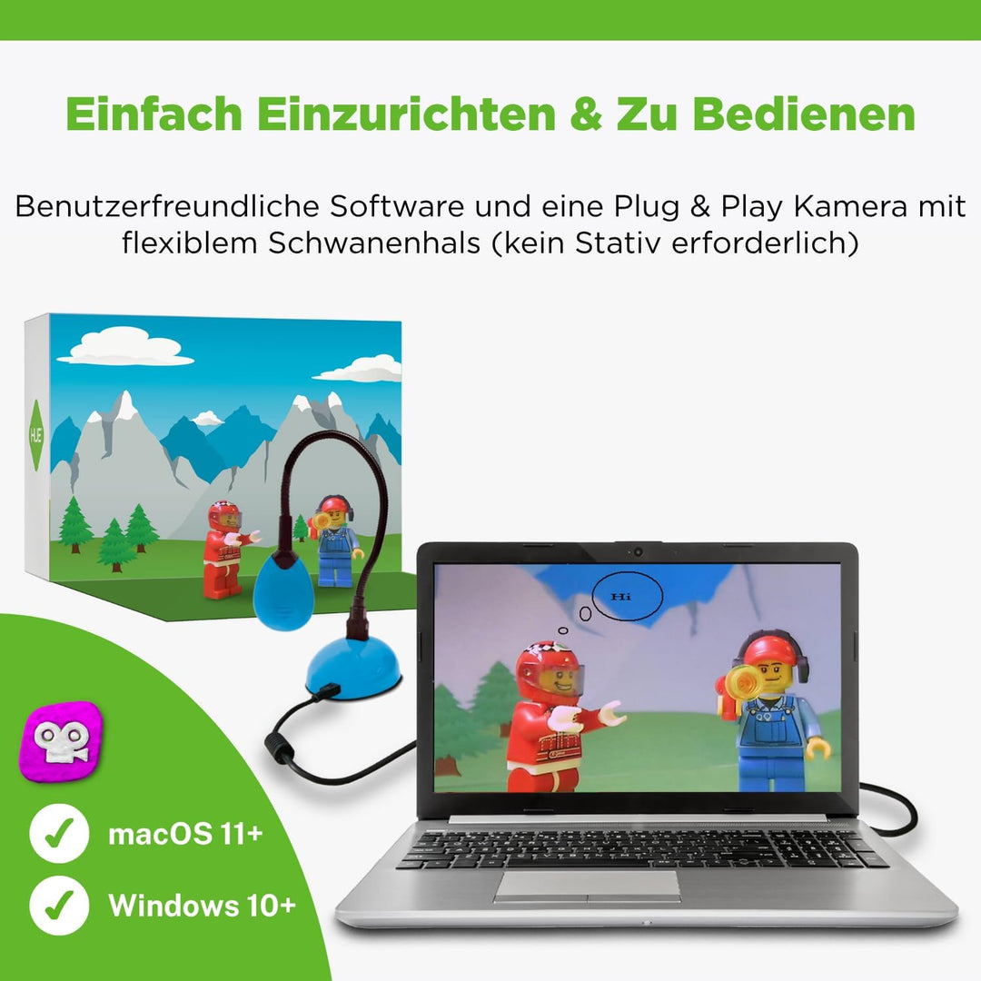 HUE Animation Studio: komplettes Stop Motion Kit (Full HD 1080p flexible Kamera, Software, Buch) für