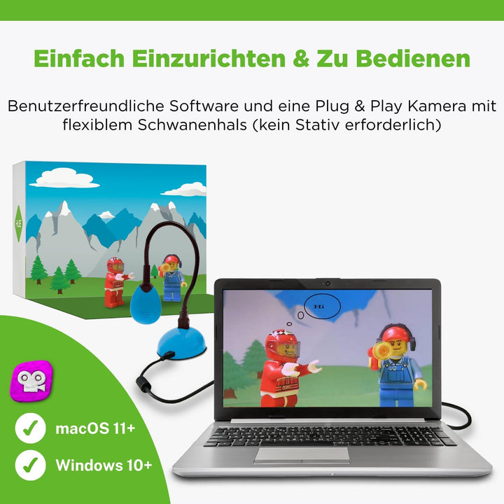 HUE Animation Studio: komplettes Stop Motion Kit (Full HD 1080p flexible Kamera, Software, Buch) für
