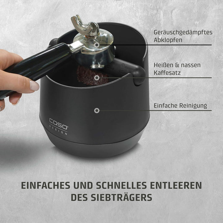 CASO CoffeeCollect L - Abklopfbehälter für Siebträger, Knock Box für Kaffeesatz, Kaffeeprütt, Abschl
