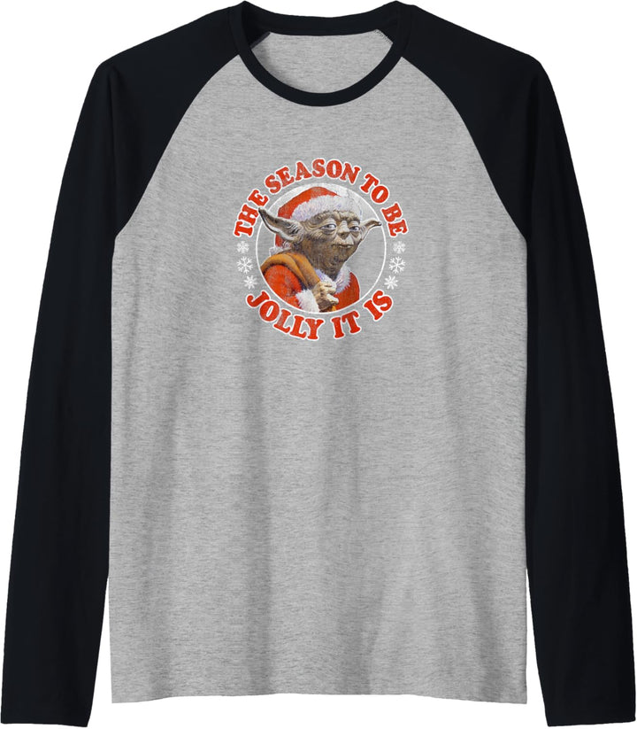 Star Wars Jolly Yoda Tis The Season Christmas Raglan