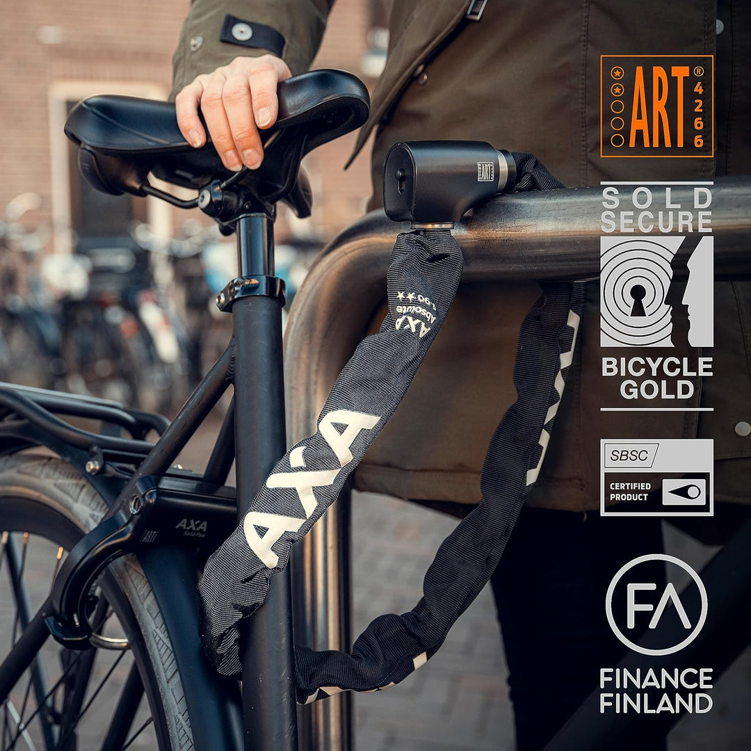 AXA Absolute 9-90 Kettenschloss – Länge 90 cm – Sicherheitsstufe 14 – Stahlglieder 9 mm – Hohe Siche