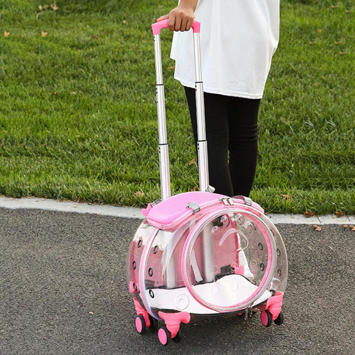 Haustier Trolley Koffer mit Rollen, Transportbox Hund Katze, rollbare Tasche mit Lüftungsschlitzen,