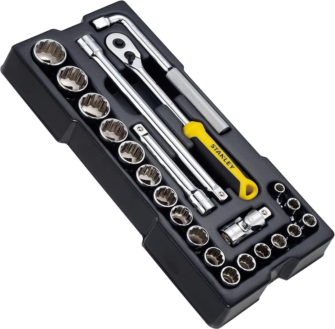 Stanley Transmodul System, Modul (1/2 Zoll Steckschlüssel 12-Kant Zubehör-Set, mit Umschaltknarre mi