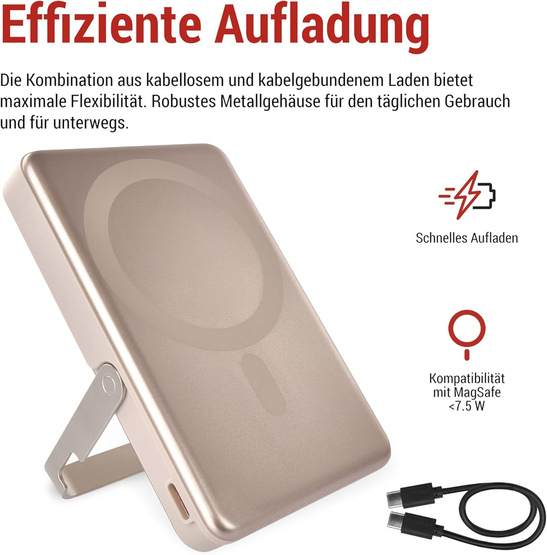 EMOS - Powerbank 10 000 mAh WI 1031 mit Magnet - magnetischer externer Akku mit Passthrough und Wire