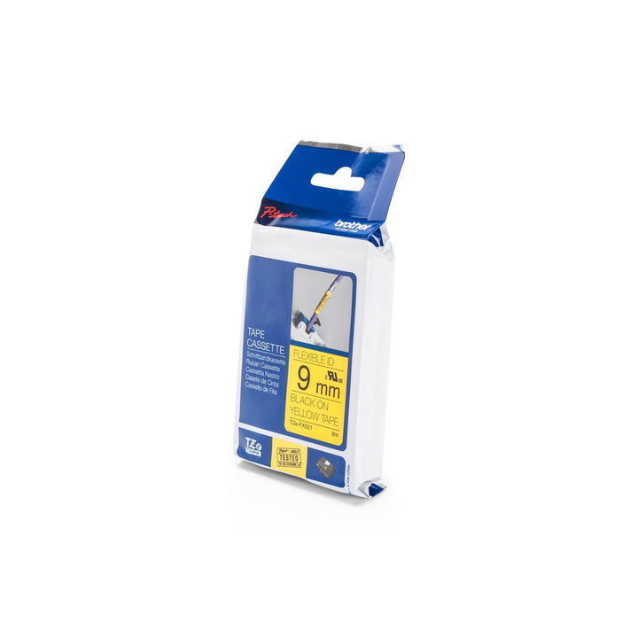 Brother Original P-touch Schriftband TZE-FX621 9 mm, schwarz auf gelb (für Brother P-touch PT-H100LB