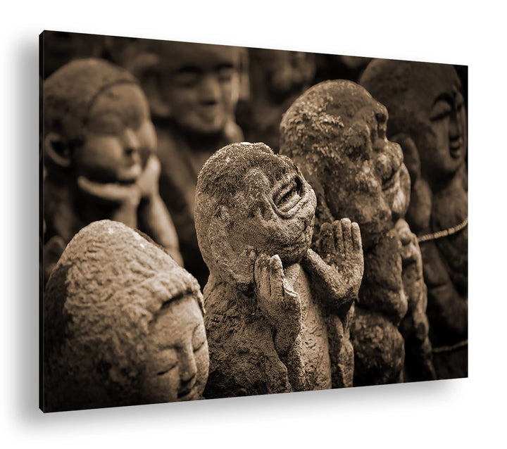 deyoli lustige, mit Moos bedeckte Buddha-Statue Effekt: Sepia, Format: 80x60 als Leinwandbild, Motiv
