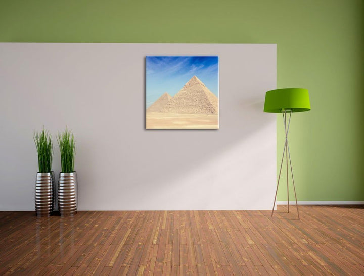 Pixxprint Beeindruckende Pyramiden von Gizeh als Leinwandbild/Grösse: 70x70 cm/Wandbild/Kunstdruck/f