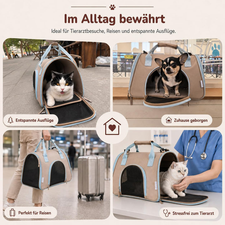 Katzentransportbox Hundetasche Kleine Hunde bis 6kg [Faltbar] Transportbox Katze Welpen Hundebox mit