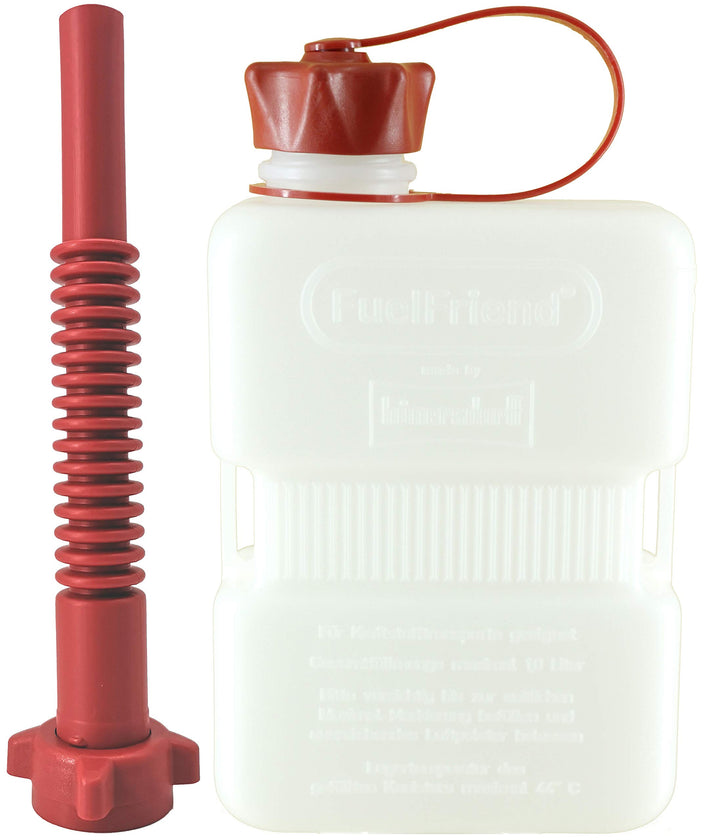 FuelFriend®-PLUS CLEAR 1,0 Liter - Klein-Benzinkanister Mini-Reservekanister + Flexibles Premium-Aus