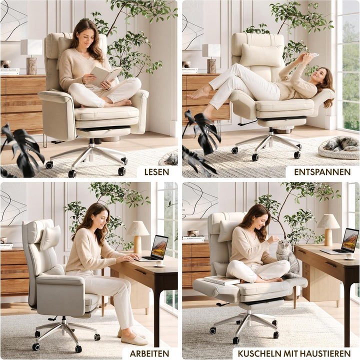 FLEXISPOT Luno Chefsessel Ergonomischer Bürostuhl mit Fussstütze | 180° Armlehnen-Klappfunktion, Kat