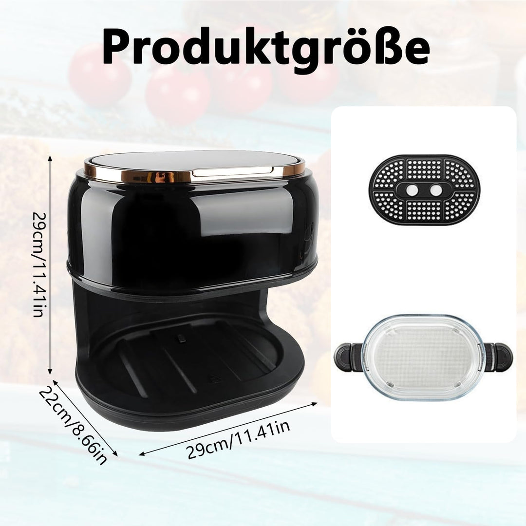 Heissluftfritteuse 5L Airfryer,1350W 9 in 1 Multifunktionalität Touchscreen Air Fryer mit Glaskorb&S