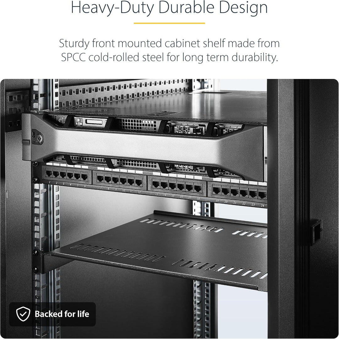 StarTech.com 1HE Fachboden - 1U perforiertes Universal-Rack-Montage-Regal für 19 Zoll Netzwerkschrän