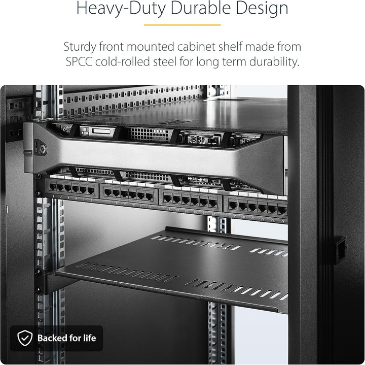 StarTech.com 1HE Fachboden - 1U perforiertes Universal-Rack-Montage-Regal für 19 Zoll Netzwerkschrän