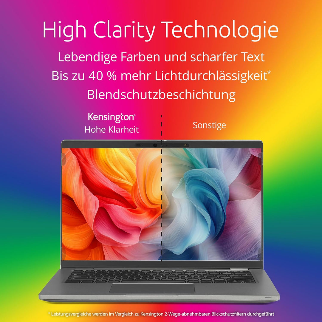 Kensington High Clarity Laptop Blickschutzfilter für 16 Zoll 16:10 Seitenverhältnis, Blaulichtfilter