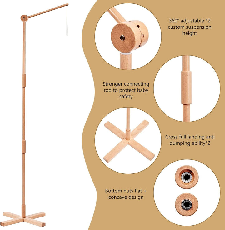 Mobile Halterung Holz, 1.6 M Minimalistisches Design Babybett Mobile Halterung, Stabile Struktur Hol
