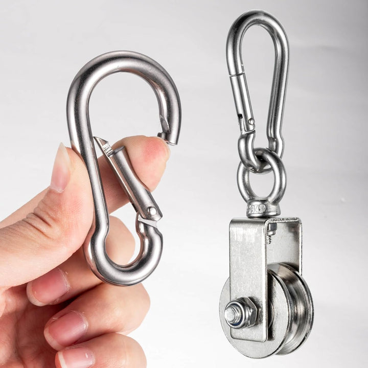 40mm Umlenkrolle mit 2 Kugellager, Fitness flaschenzug mit Clip，Umlenkrollen für 8mm Seile Stahlseil