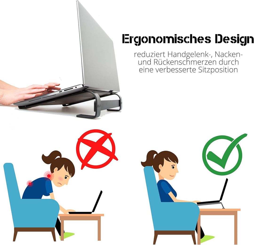 konsol Laptop-Ständer, 10–15,6 Zoll, Konsole, ergonomischer Aluminium-Notebook-Ständer, tragbar, mit