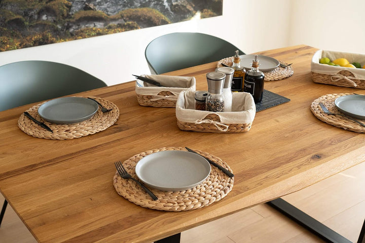Decorasian Platzset aus Seegras - Wasserhyazinthe, 12er Set Tischset abwischbar 35cm Tischuntersetze
