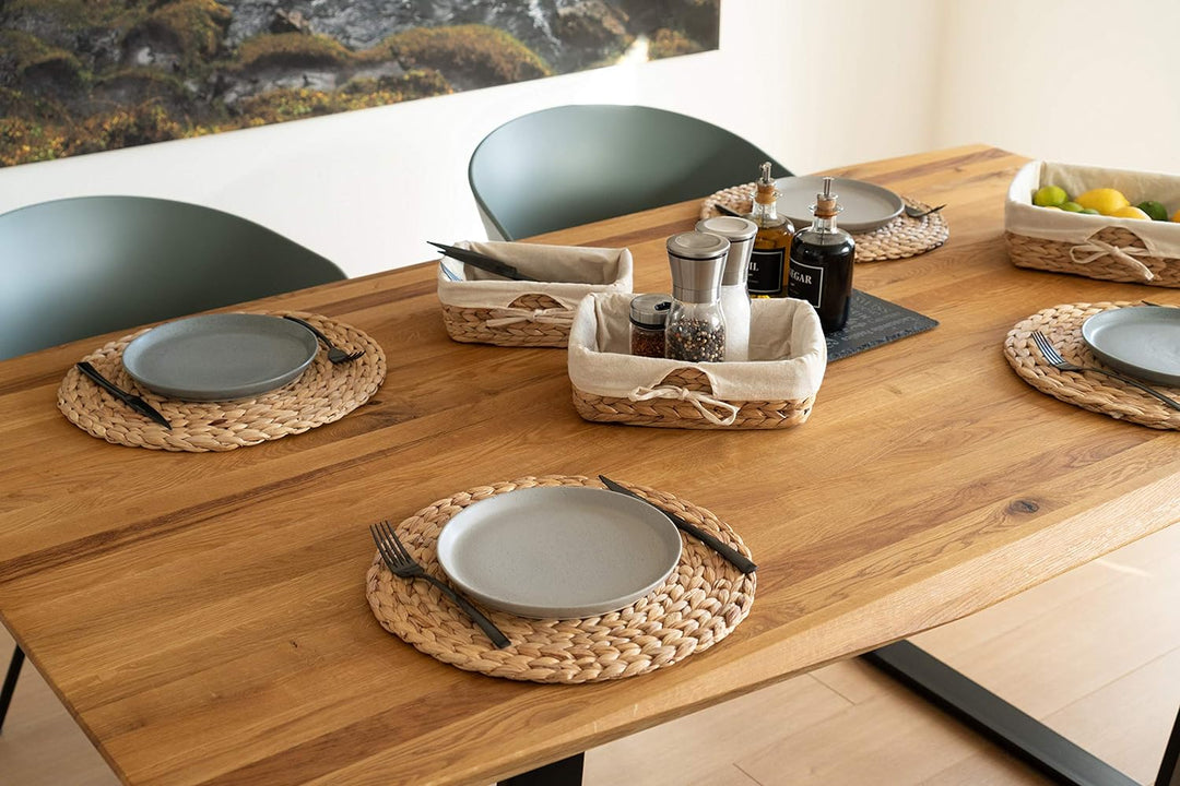 Decorasian Platzset aus Seegras - Wasserhyazinthe, 6er Set Tischset abwischbar 35cm Tischuntersetzer