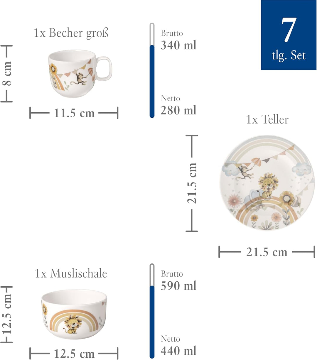 Villeroy & Boch – Boho kids Roar like a lion Kindergeschirr Set 7tlg., Kindergeschirr Porzellan und
