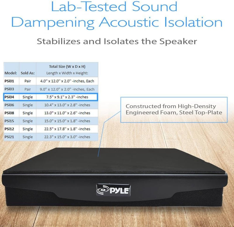 pyle PSI04 Lautsprechersockel, akustisch, schalldämmend, Vibrationsisolierung, 19,1 x 23,1 cm (einze
