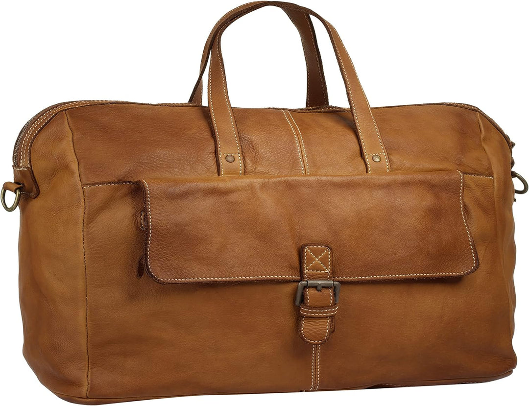 Cluty Reisetasche echt Leder Cognac 30 l Damen - 021141, Cognac