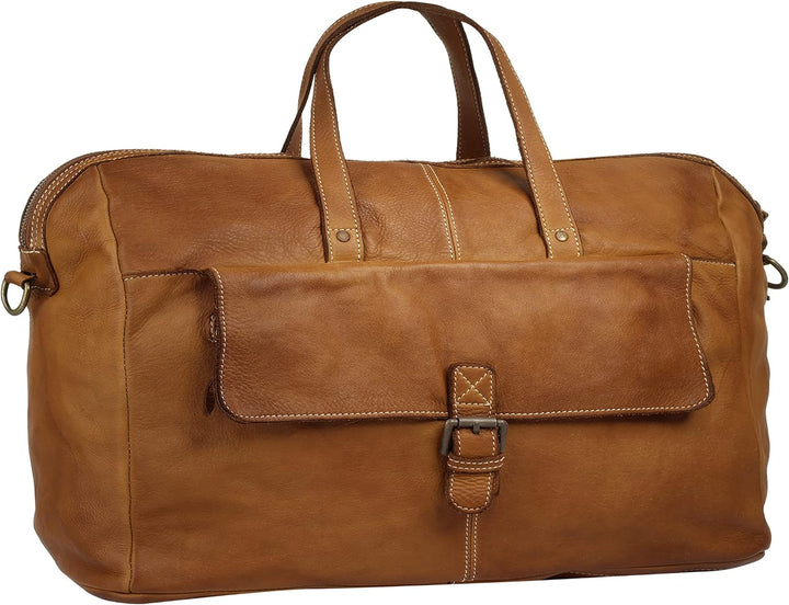 Cluty Reisetasche echt Leder Cognac 30 l Damen - 021141, Cognac