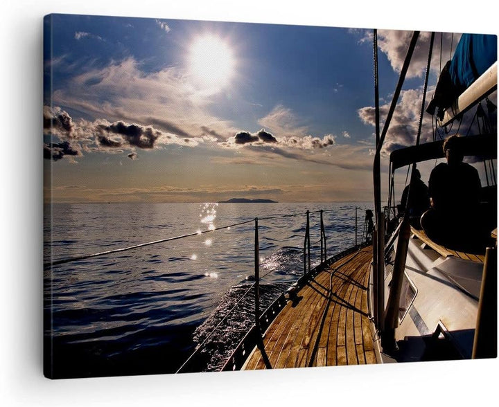 Bilder auf Leinwand Kroatien Yacht Segeln Segelboot Leinwandbild 70x50cm Wandbilder Dekoration Wohnz