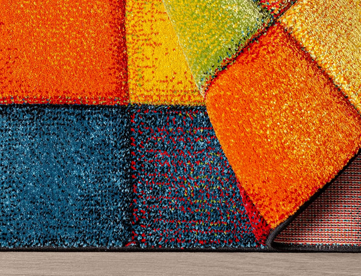 Mia´s Teppiche Stone Wohnzimmer Teppich Hand Carved, Kurzflor, Farbenfroh, Bunt, Blau, Rot, Braun, G