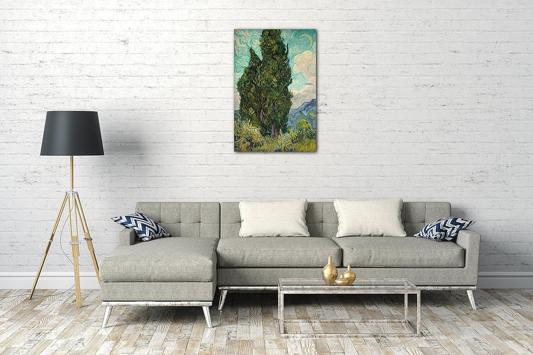 Printed Paintings Leinwand (60x80cm): Vincent Van Gogh - Zypressen 60x80 cm, 60x80 cm