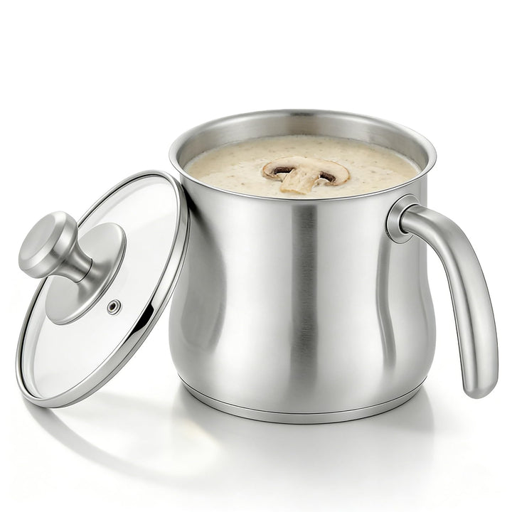 2 Liter Milchtopf, ø16 Edelstahltopf Mit Rutschfestem Edelstahlgriff, 14cm Hoher EdelstahlMilchtopf