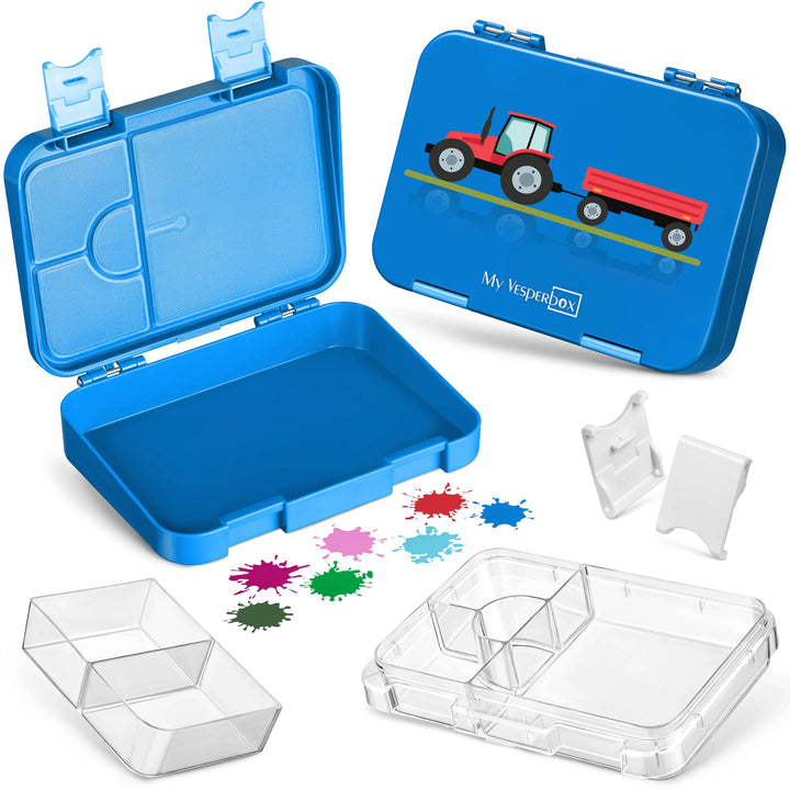 My Vesperbox – Len - Bento Box Kinder - Lunchbox mit 4+2 Fächern - extrem robust – Brotdose – Brotbo