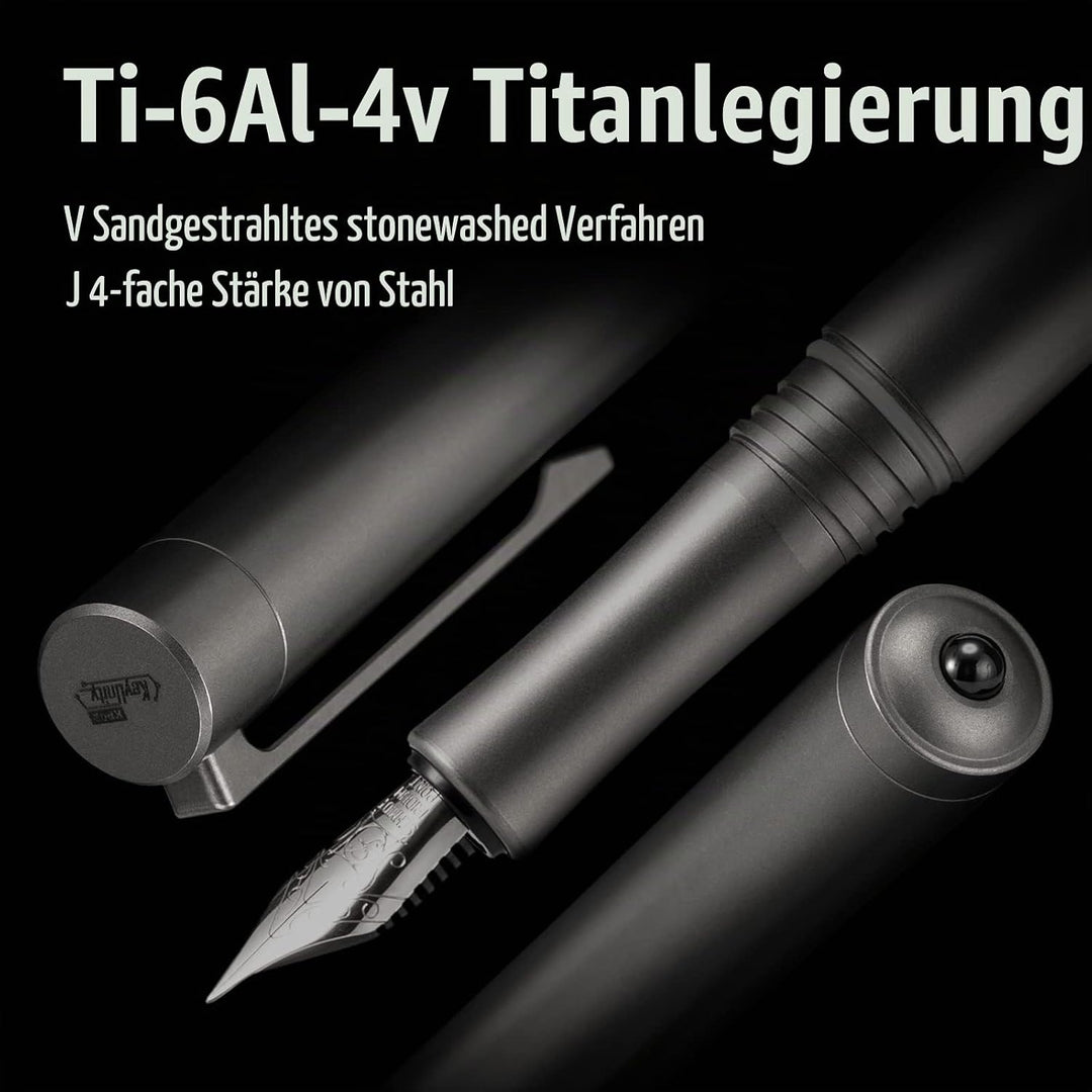 KeyUnity KP02 Füllfederhalter, feine Feder mit Tintenkonverter, Kalligraphiestift aus Titanlegierung