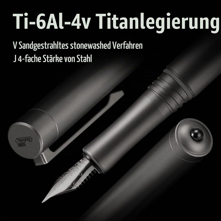 KeyUnity KP02 Füllfederhalter, feine Feder mit Tintenkonverter, Kalligraphiestift aus Titanlegierung