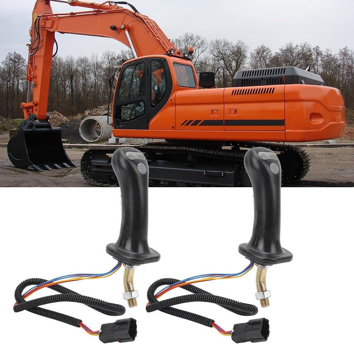 3-Tasten-Bagger-Joystick-Griffe, 2 Stück, Schwarz, 6-polig, ABS-Aluminiumlegierung, Verschleissfest,