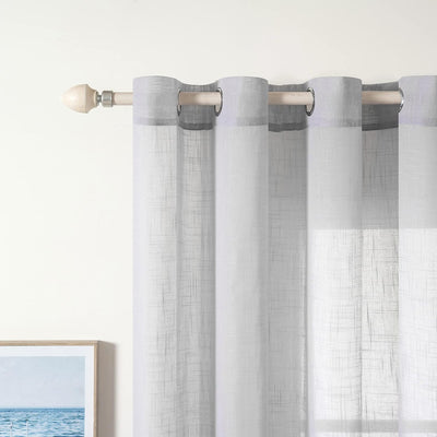 MIULEE 2er Set Voile Vorhang Sheer Leinenvorhang mit Ösen Transparente Leinen Optik Gardine Ösenscha