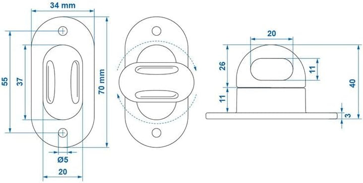 8er Set Drehverschluss Kunststoff für Ovalösen – Planendrehverschluss für Anhänger, Plane, Boot & LK