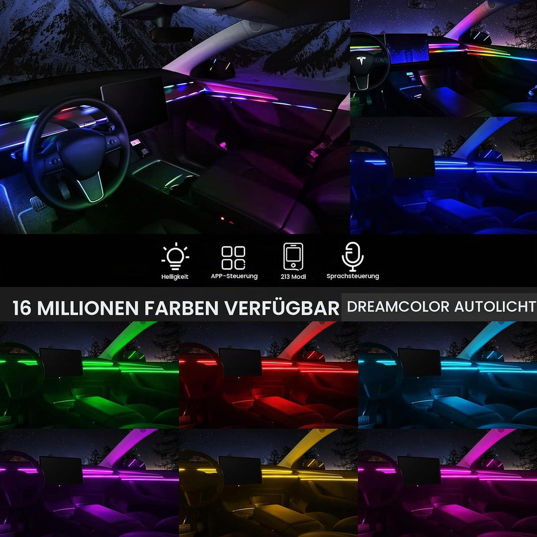 Acrylic Interior Car LED Strip Light with Wireless APP, RGBIC Dreamcolor 5 in 1 Ambient Lighting Kit