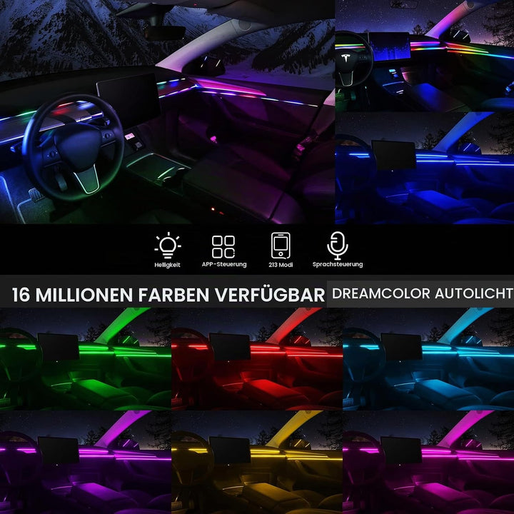 Acrylic Interior Car LED Strip Light with Wireless APP, RGBIC Dreamcolor 5 in 1 Ambient Lighting Kit