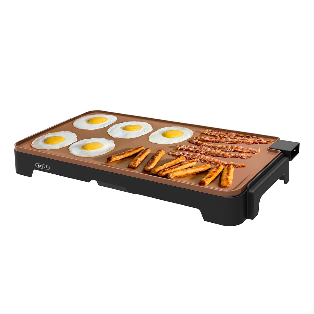 BELLA XL Electric Ceramic Titanium Griddle, Make 10 Eggs At Once, Healthy-Eco Non-stick Coating, Has