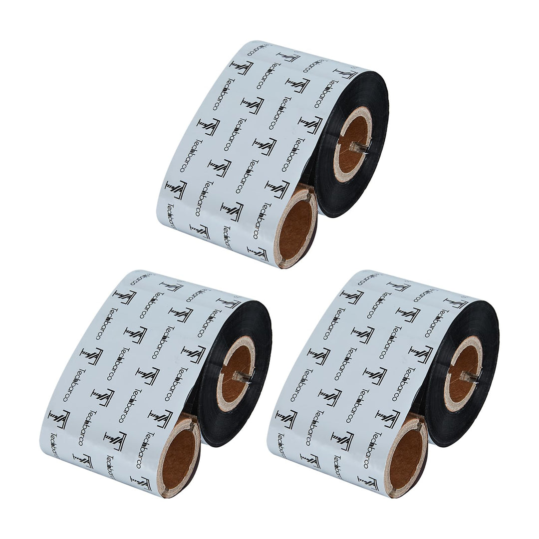 Premium Wachsband mit Thermotransferband, verstärktes Wachs, Kern 2,5 cm, Schwarz, Tinte aussen, mit