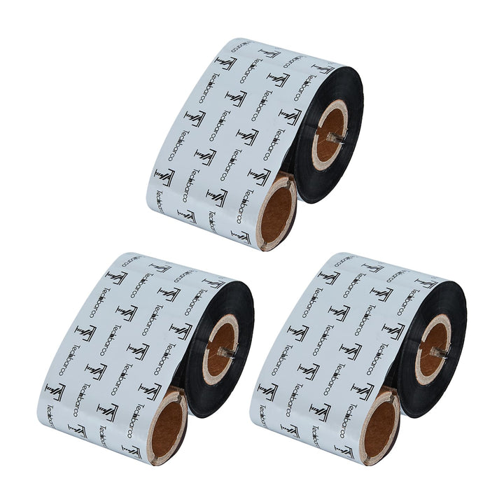 Premium Wachsband mit Thermotransferband, verstärktes Wachs, Kern 2,5 cm, Schwarz, Tinte aussen, mit