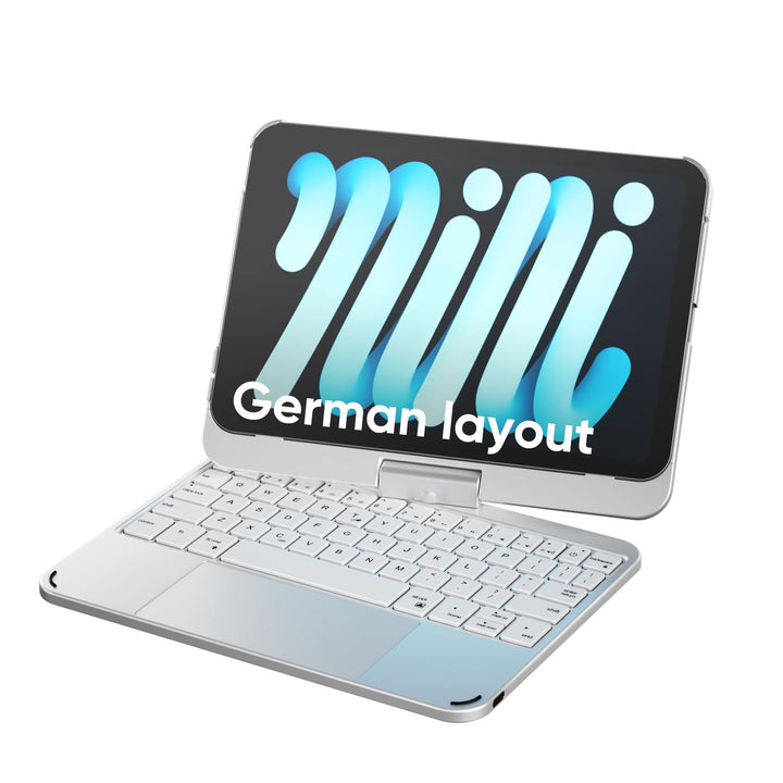 doqo iPad mini 7 A17 Pro &amp; Mini 6 Tastatur Hülle mit Trackpad,360° drehbar | Laptop-ähnliches Tippge
