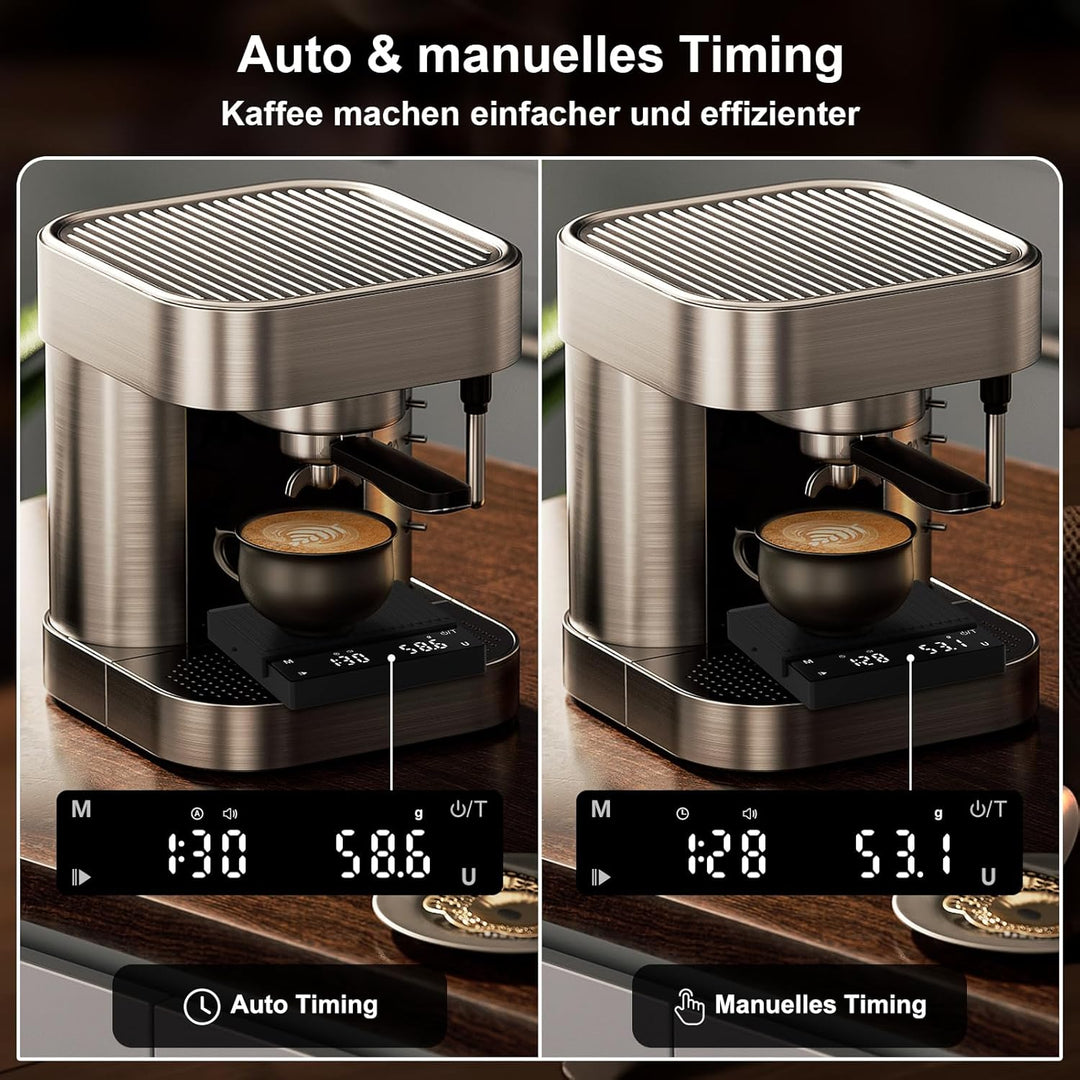 Diyife Wiederaufladbare Mini Kaffeewaage mit Timer, Tragbare Coffee Scale, Home Espresso Waage, Präz