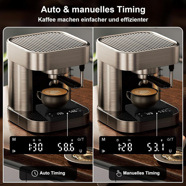Diyife Wiederaufladbare Mini Kaffeewaage mit Timer, Tragbare Coffee Scale, Home Espresso Waage, Präz