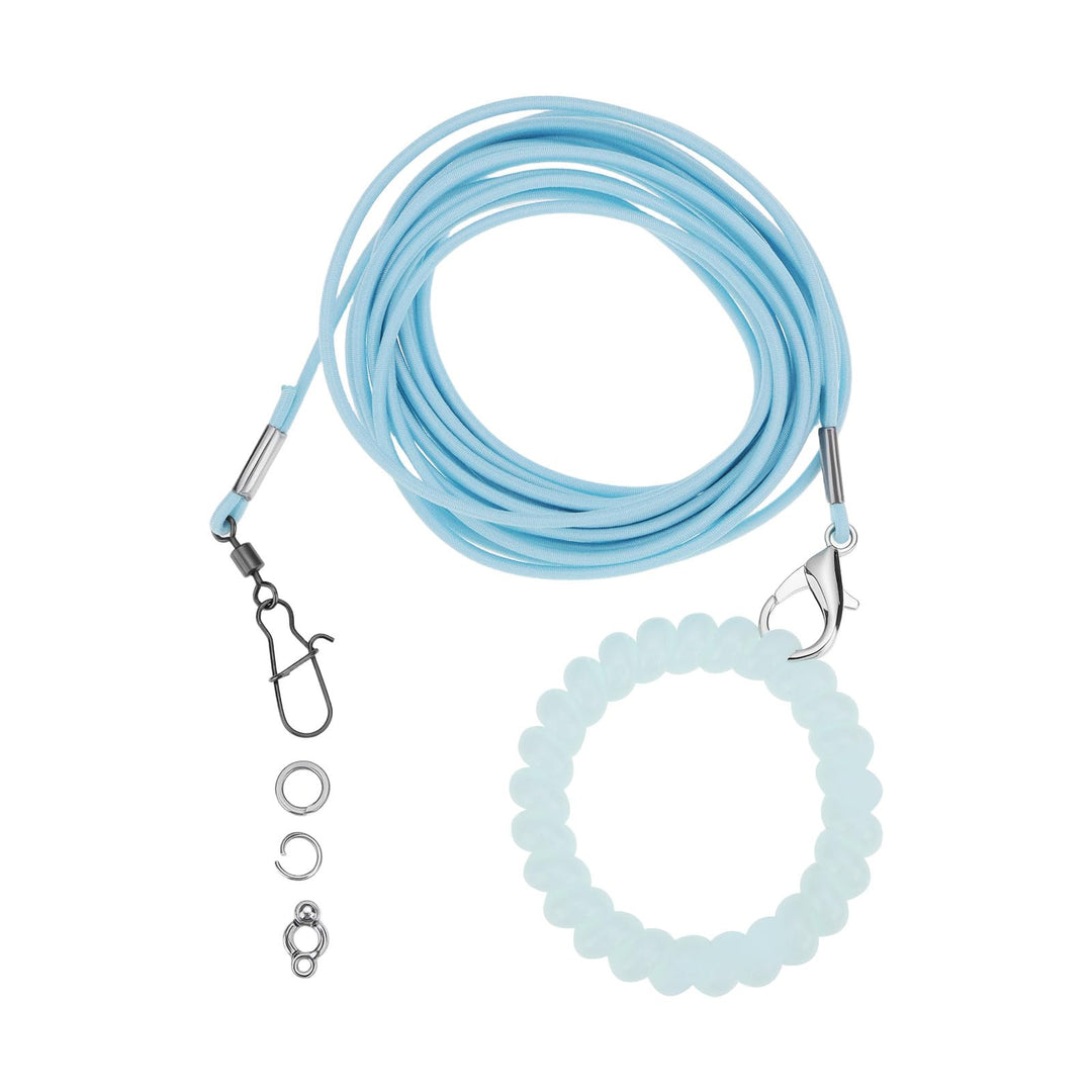 Vogelgeschirr Flugtrainingsseil 3 M für Papageien Tauben Und Wellensittiche mit 4#-Ring (blau) Blue,