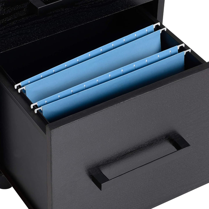 HOMCOM Büroschrank Aktenschrank Aufbewahrungsschrank mit Rollen, 3 Schubladen, 1 abschliessbar, 1 Ak